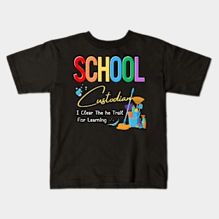 School Custodian Clear Trail Learning Back To School Janitor Kids T-Shirt